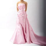 Diynav 3D Flowers Mermaid Evening Dress with Detachable Overskirt HZ1017