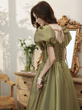 Diynav Green V Neck Tulle Long Prom Dress, Green Evening Dresses HZ1017