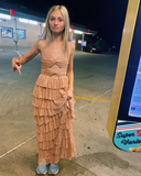 Diynav Straps Tiered Long Evening Dresses,Chic Prom Gown HZ1017