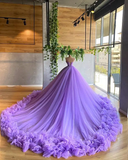 Diynav A-line V Neck Tulle Ball Gown,Purple Princess Dress,Fairy Dress HZ1017