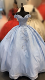 Diynav 3D Flowers Puffy Ball Gown Quinceanera Dresses Off The Shoulder Pageant Dress HZ1017