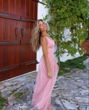 Diynav V-neck Open Back Tulle Evening Dresses HZ1017