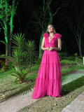 Diynav A-line V Neck Long Evening Dress HZ1017