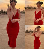 Diynav Red Prom Dress,Midi Sheath Evening Dresses HZ1017