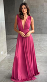 Diynav A-Line Deep V Neck Evening Dress Bridesmaid Dress HZ1017