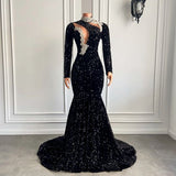 Diynav prom dresses,long sleeve prom dresses new arrival evening dresses, mermaid evening dresses, sequins prom dress HZ1017