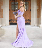 Diynav Off The Shoulder Pleated Side Slit Long Prom Evening Dresses HZ1017