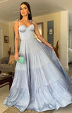 Diynav A-line Blue Long Prom Dress,Charming Evening Dress HZ1017