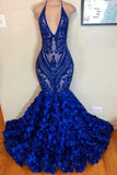 Diynav prom dresses ,royal blue evening dresses, hand made flowers prom dress, new prom dresses, arabic evening dress HZ1017