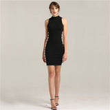 Diynav Sale No Return No Refund Sale Diamond CUT-OUT Black Simple Evening Gowns Crystal Sleeveless Evening Party Dresses HZ1017