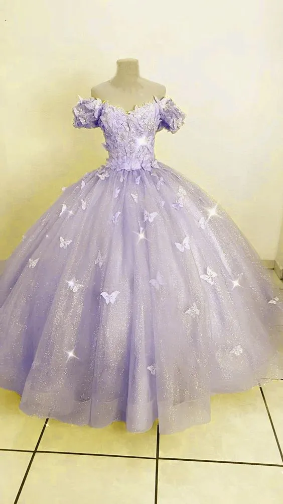 Diynav Butterfly Quince Dress Ball Gown Off-the-shoulder HZ1017
