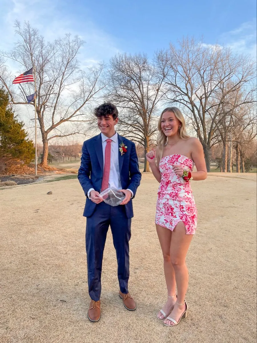 Diynav Print Florals Homecoming Dress,Trendy Party Dress HZ1017