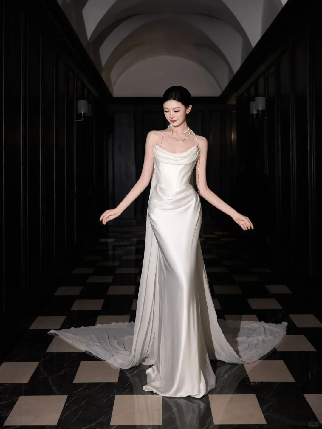 Diynav White Satin Chiffon Mermaid Prom Dress,Strapless Long Wedding Dress HZ1017 - Image 4