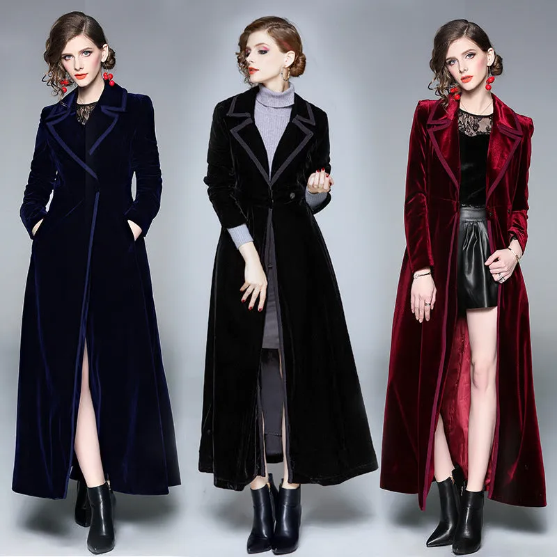 Diynav Windwear Woman Over The Knee To Ankle 2025 Autumn And Winter Popular New Temperament Velvet Coat