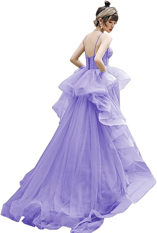 Diynav Women's Tulle Spaghetti Straps Formal Evening Dress HZ1017