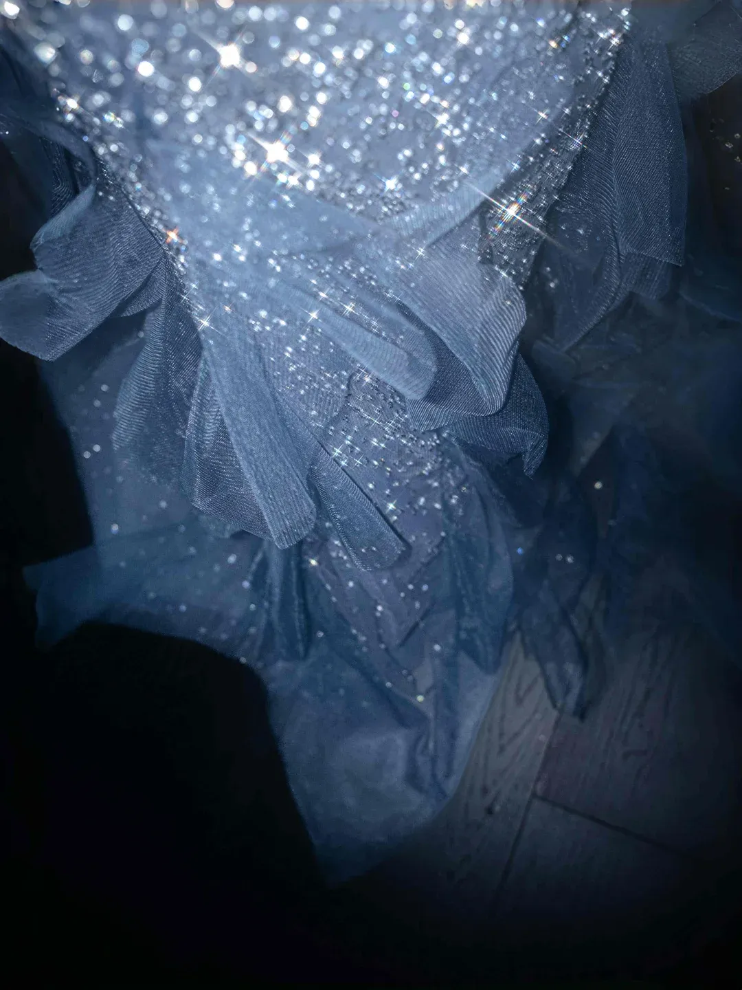 Diynav Blue Tulle Sequins Beaded Ruffles Mermaid Prom Dress,Formal Evening Dress Wedding Dress HZ1017 - Image 6