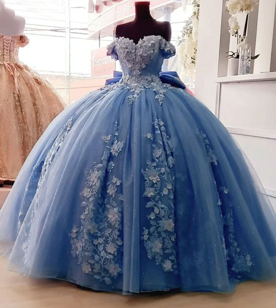 Diynav Princess Quinceanera Dresses with Big Bow Sweet 15 16 Ball Gown HZ1017