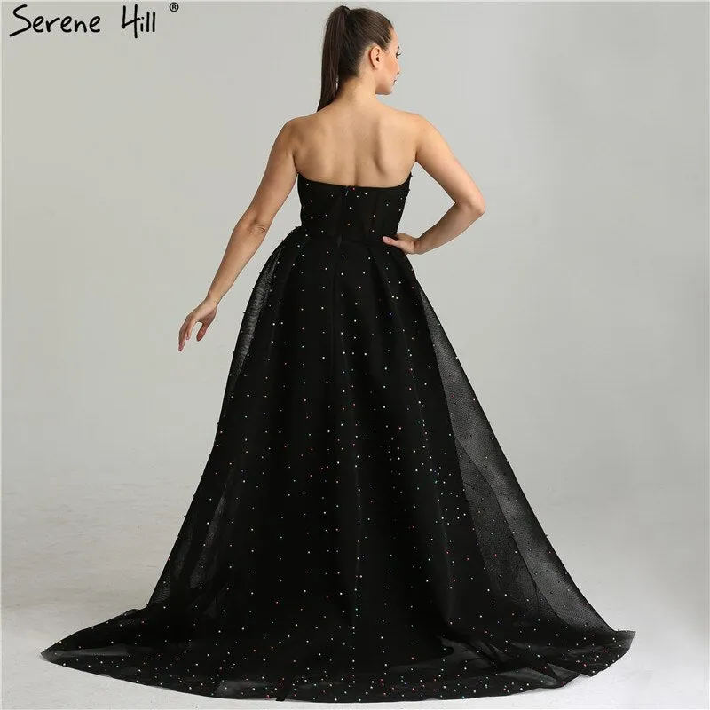 Diynav schwarz Schatz Sexy T??1ll Prom Kleider Neueste Diamant Perlen Off Schulter Mode Abendkleider HZ1017 - Image 3