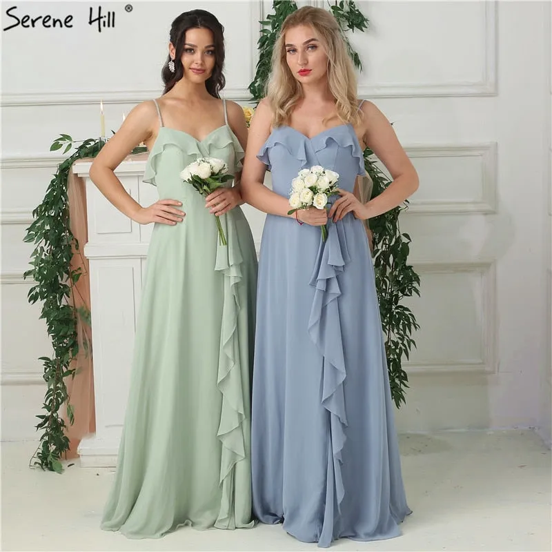 Diynav Sale no return no refund Sale 2025 Mint Sleeveless Pleat Sexy Bridesmaid Dresses Chiffon Sleeveless Simple Bride Gowns Real Photo HZ1017