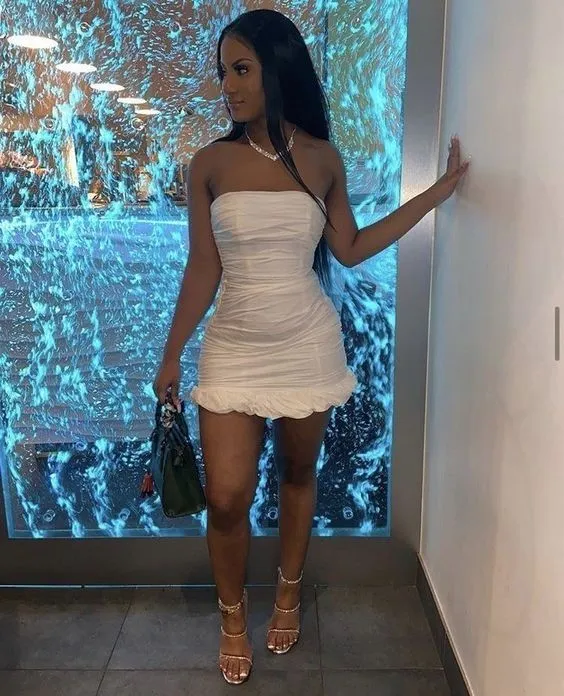 Diynav strapless satin party dress homecoming dance birthday party HZ1017