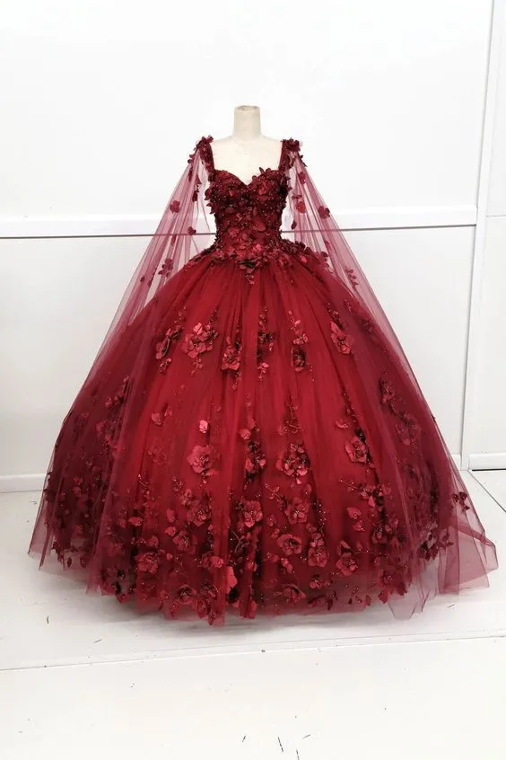 Diynav Quinceanera Dress 3D Flowers Sweet 15 16 Birthday Party Dress Ball Gown HZ1017
