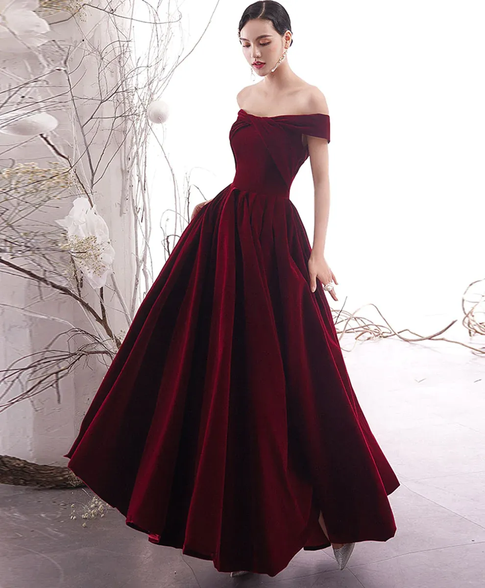 Diynav Burgundy Long Prom Dress Burgundy Evening Dress HZ1017