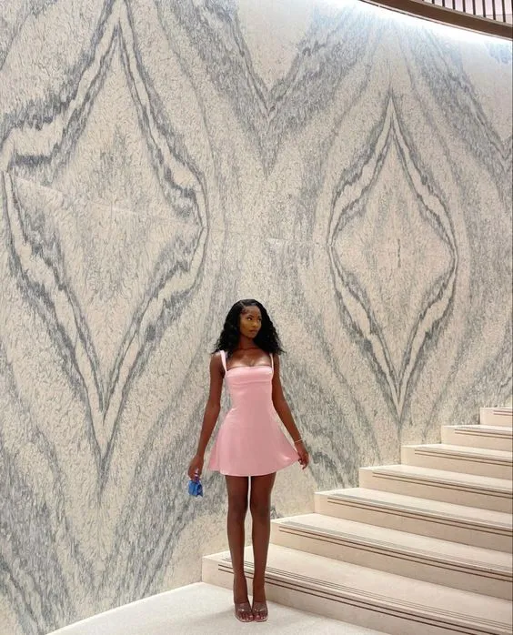 Diynav Pink Short Homecoming Dress,Pink Graduation Dress HZ1017