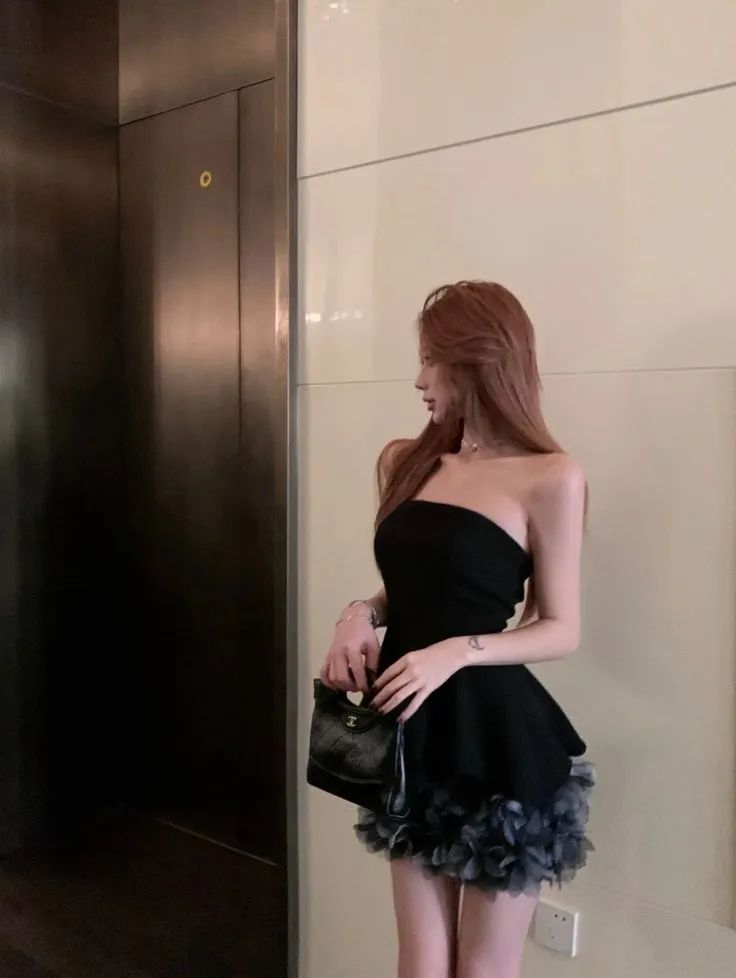 Diynav Strapless Tulle 3D Floral Cocktail Dress Strapless Homecoming Dress HZ1017