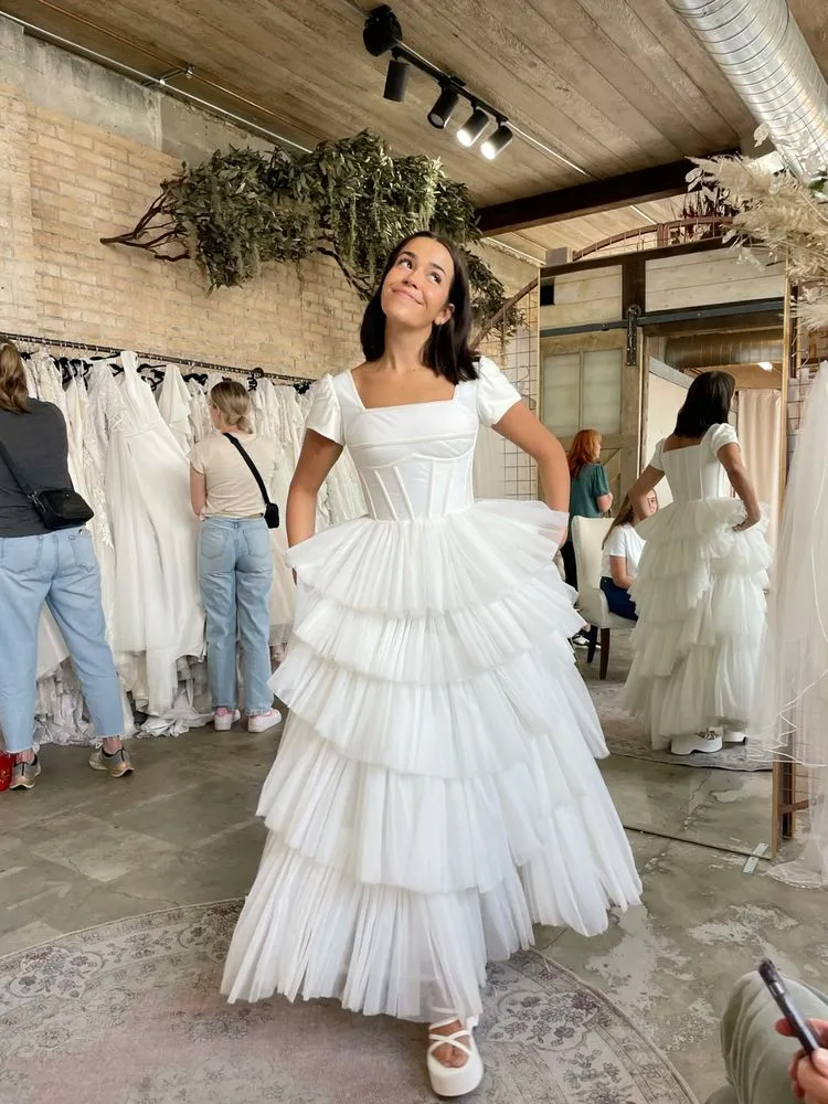 Diynav Tiered Tulle Wedding Dress,Vintage Wedding Dress HZ1017