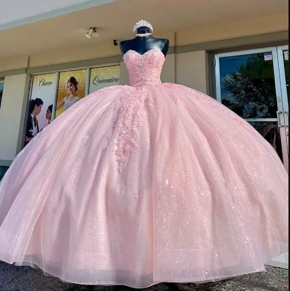 Diynav Light Pink Quinceanera Dresses Ball Gown Birthday Party Dress HZ1017