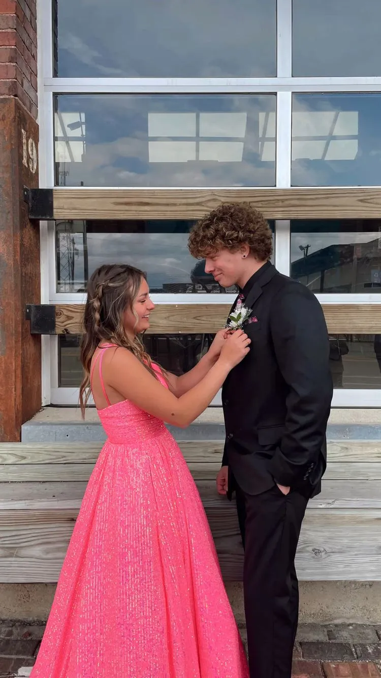 Diynav Women's Asymmetric Straps Sequins Long Prom Dress With Pockets Generous Evening Gown HZ1017 - Image 4