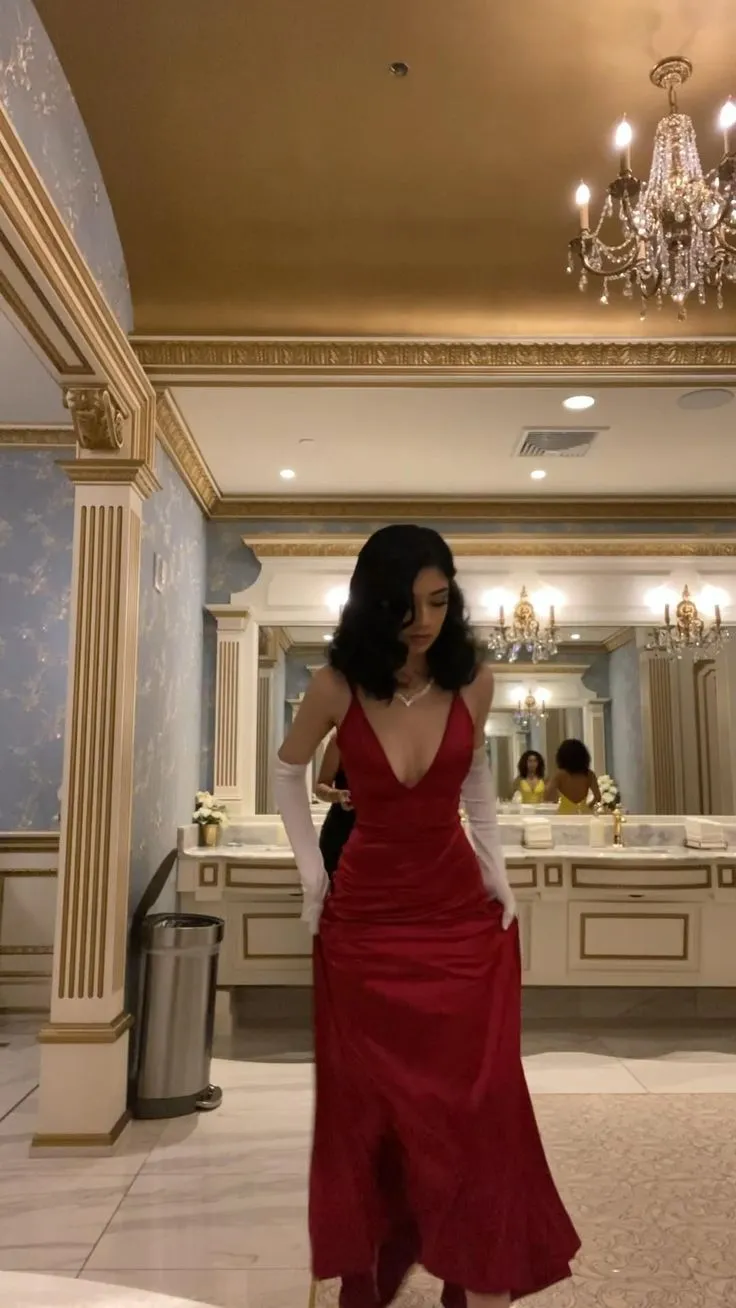 Diynav Mermaid V Neck Long Prom Dress,Classic Burgundy Evening Dress HZ1017