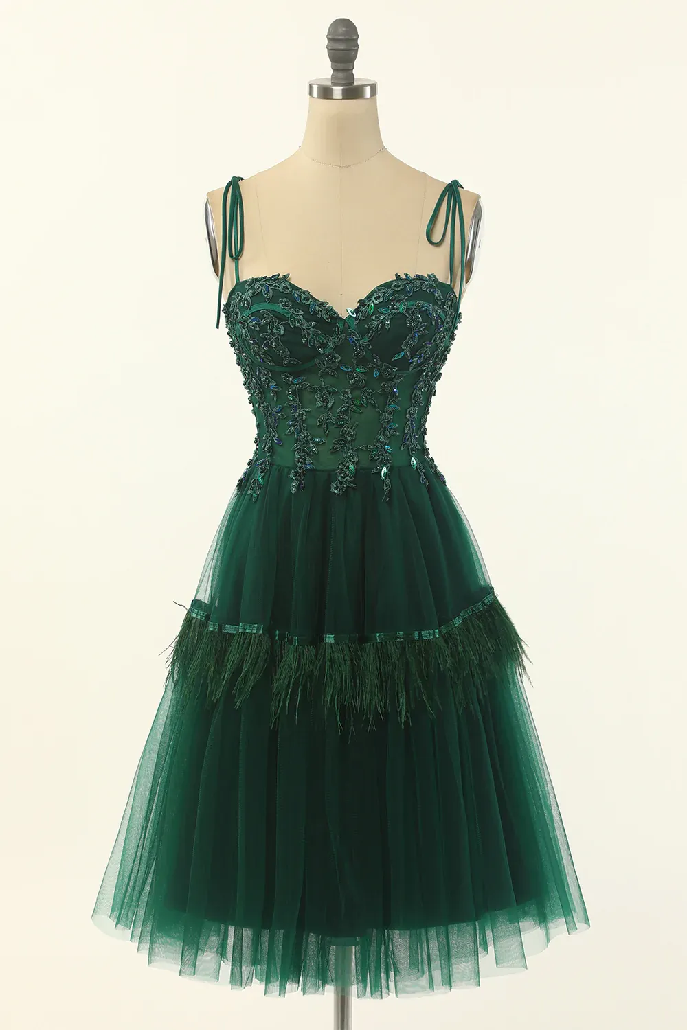 Diynav Green Tulle Above Knee Length Homecoming Dress,Party Dress HZ1017