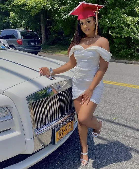 Diynav The Shoulder White Homecoming Dress,White Graduation Dress,White Cocktail Dress HZ1017