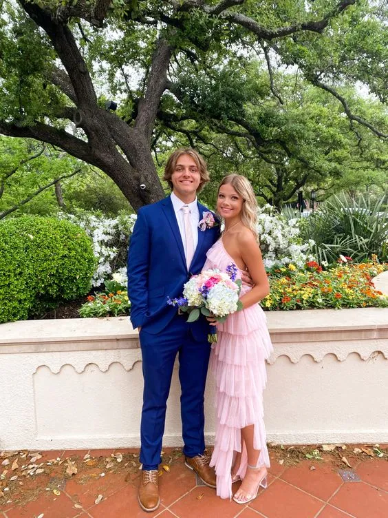 Diynav Pink Long Prom Dress Chic Evening Dress HZ1017