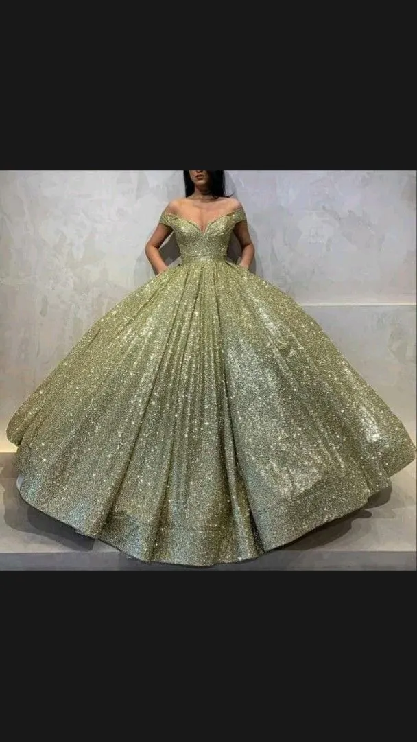 Diynav The Shoulder Glitter Ball Gown Sweet 16 Dress HZ1017