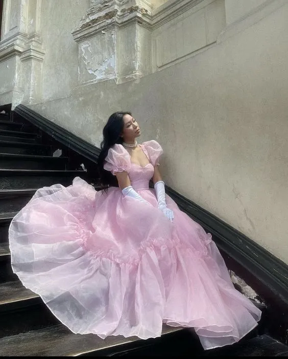 Diynav Tulle Puff Sleeve Quinceanera Dress,Ball Gown,Sweet 16 Dress HZ1017