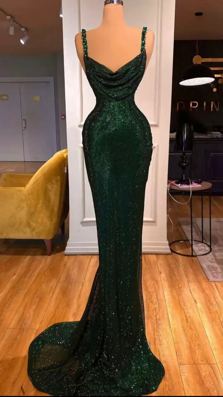 Diynav Emerald Green Mermaid Evening Dress Sleeveless Formal Gown HZ1017