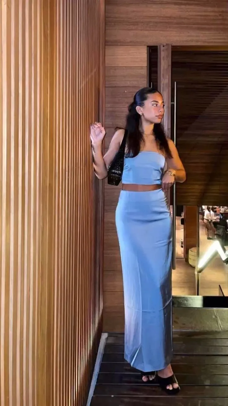 Diynav Blue Two Piece Evening Dress Blue Party Gown HZ1017