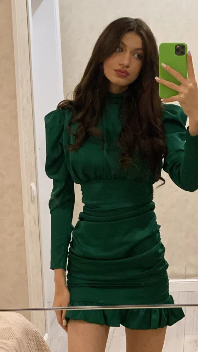 Diynav Green Long Sleeves Party Dress Green Homecoming Dress HZ1017