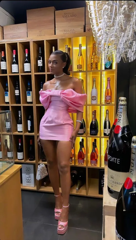 Diynav The Shoulder Pink Homecoming Dress Short Homecoming Dress HZ1017