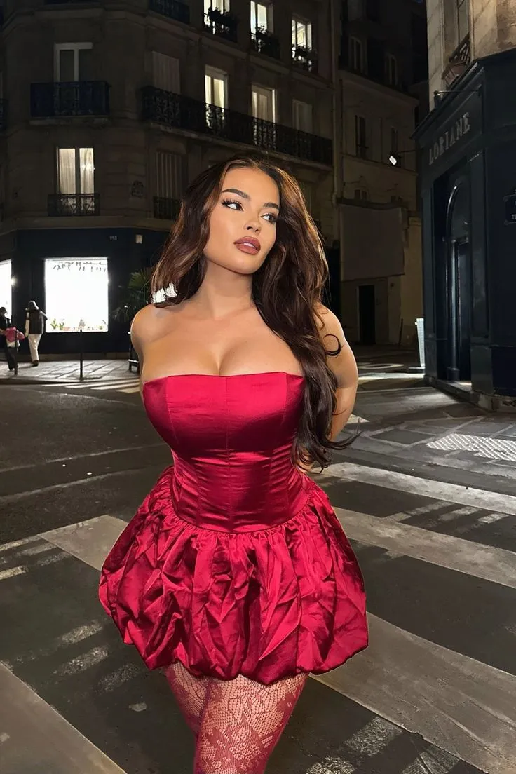 Diynav Burgundy Strapless A Line Satin Short Prom Dress Homecoming Dress HZ1017