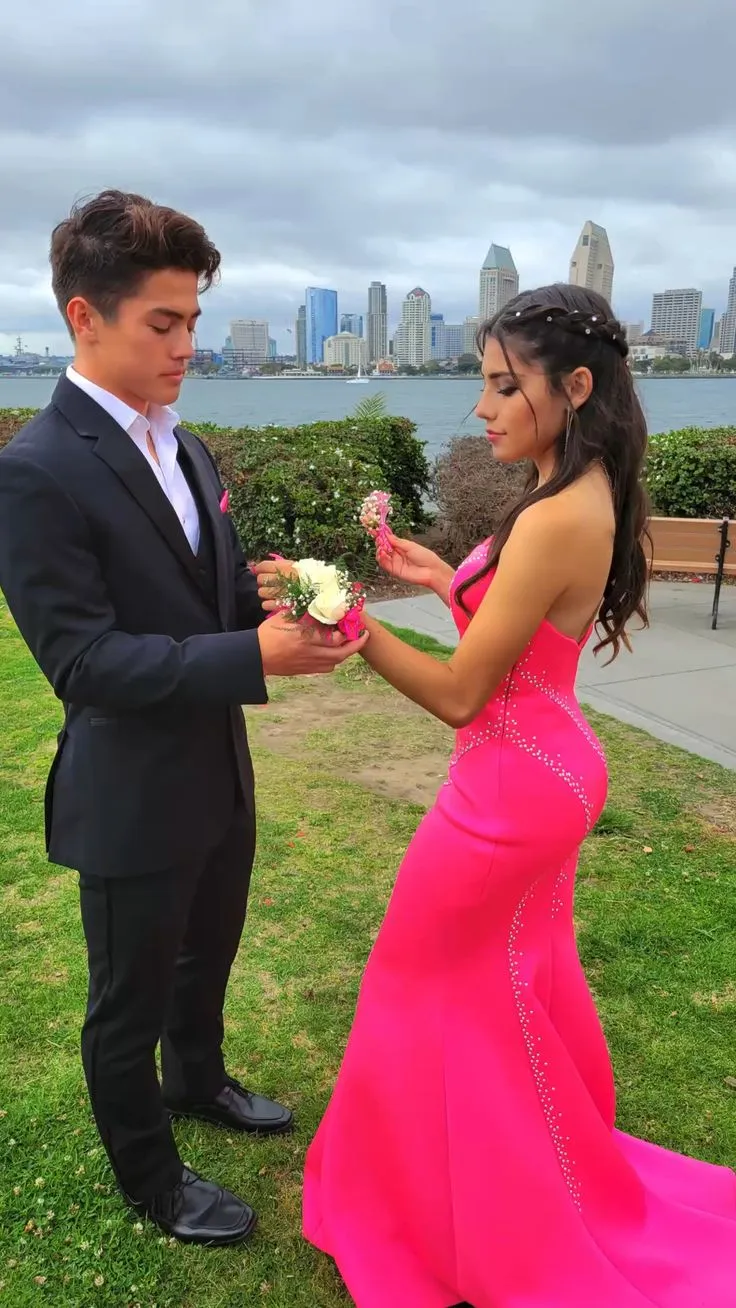 Diynav Hot Pink Mermaid Prom Dress Chic Evening Dress HZ1017