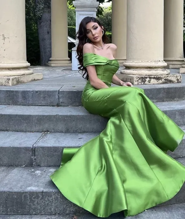 Diynav Off The Shoulder Green Prom Dress Green Evening Dress HZ1017