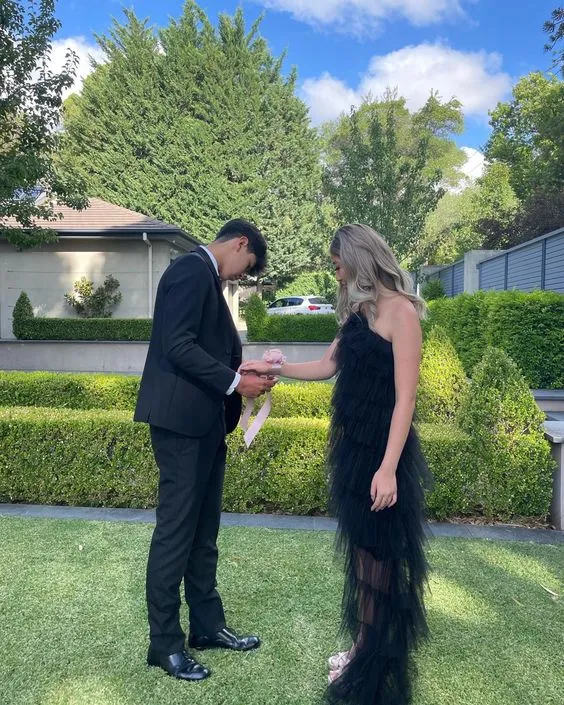 Diynav Arrival Tiered Tulle Black Prom Dress, Long Evening Dress HZ1017 - Image 2