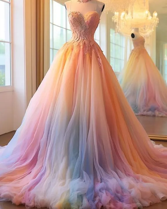 Diynav Dip Dye Colored Wedding Dress HZ1017