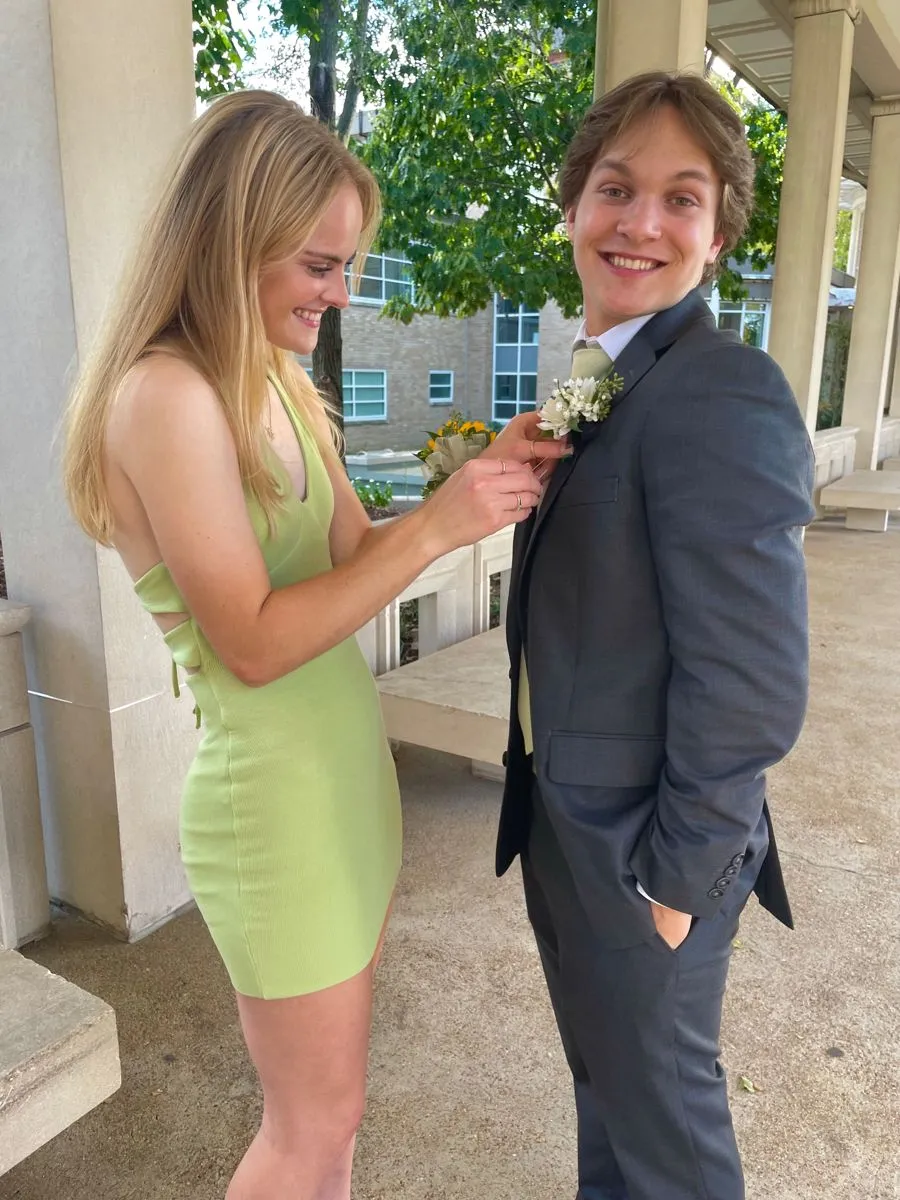 Diynav Green V Neck Homecoming Dress,Sexy Party Dress HZ1017