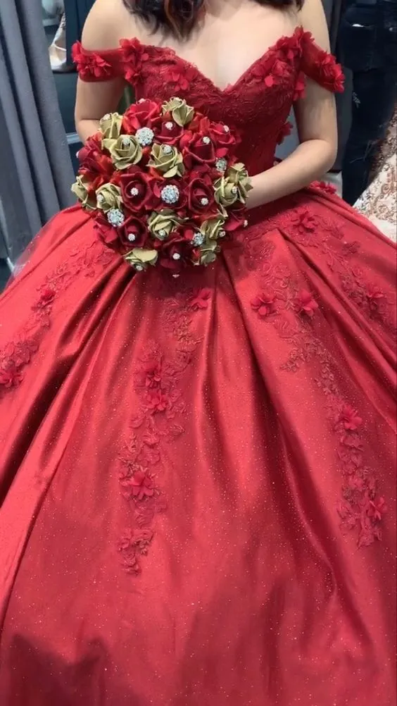 Diynav Off The Shoulder Ball Gown With Appliques Sweet 16 Dress HZ1017