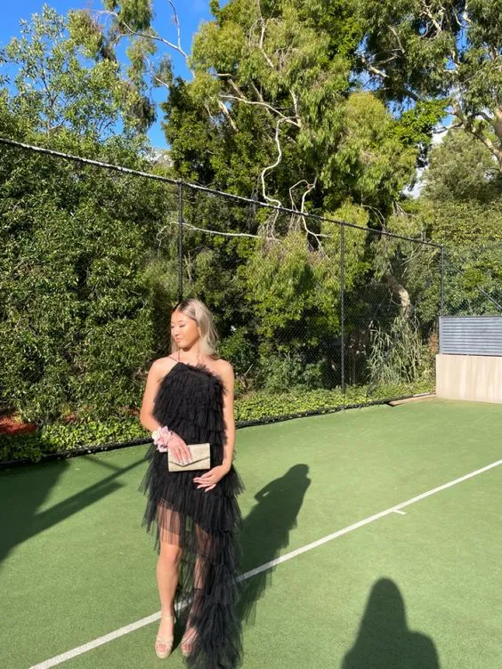 Diynav Arrival Tiered Tulle Black Prom Dress, Long Evening Dress HZ1017 - Image 3