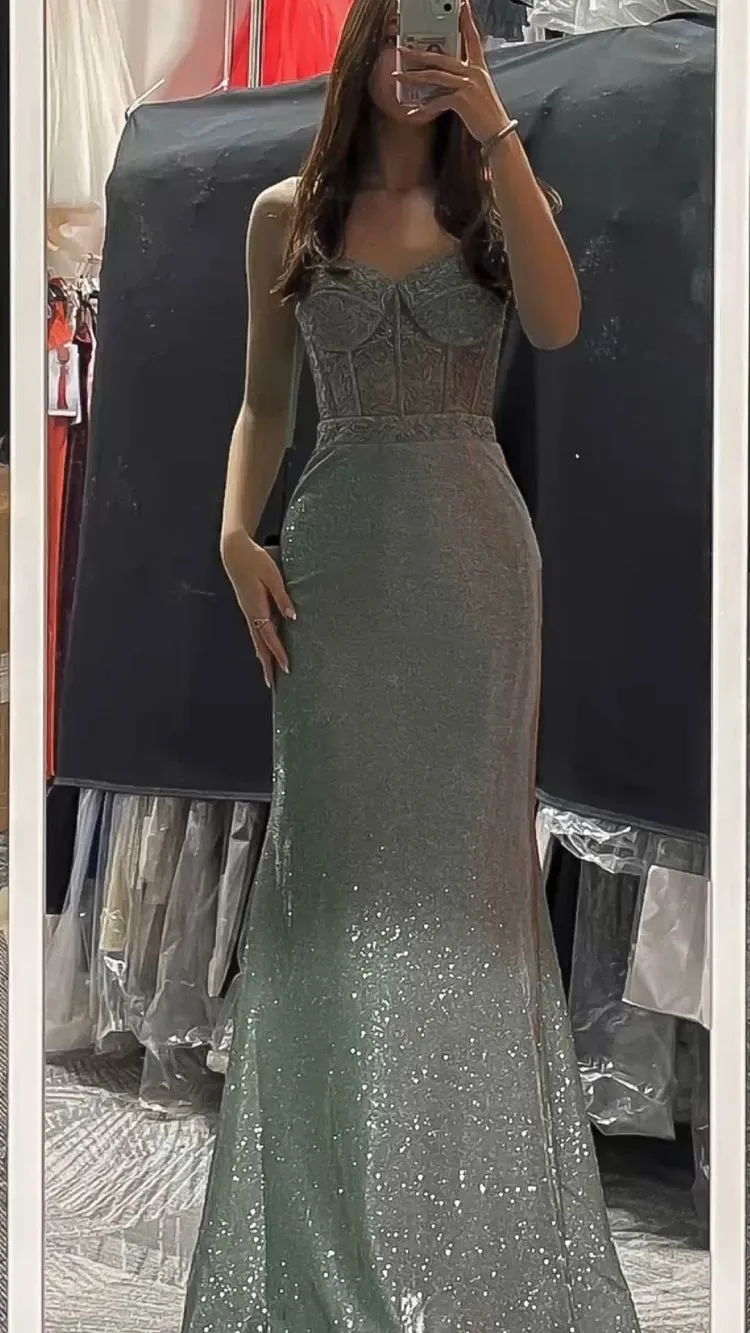Diynav Grey Mermaid Prom Dress Elegant Grey Evening Dress HZ1017 - Image 2